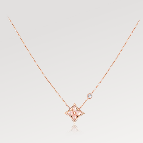 [Sophire Jewelry ]STAR PINK MOP 1 DIAMOND PINK GOLD NECKLACE