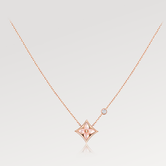 [Sophire]STAR PINK MOP 1 DIAMOND ROSE GOLD NECKLACE
