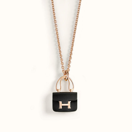 [Sophire]CONSTANCE BLACK PEDANT ROSE GOLD NECKLACE