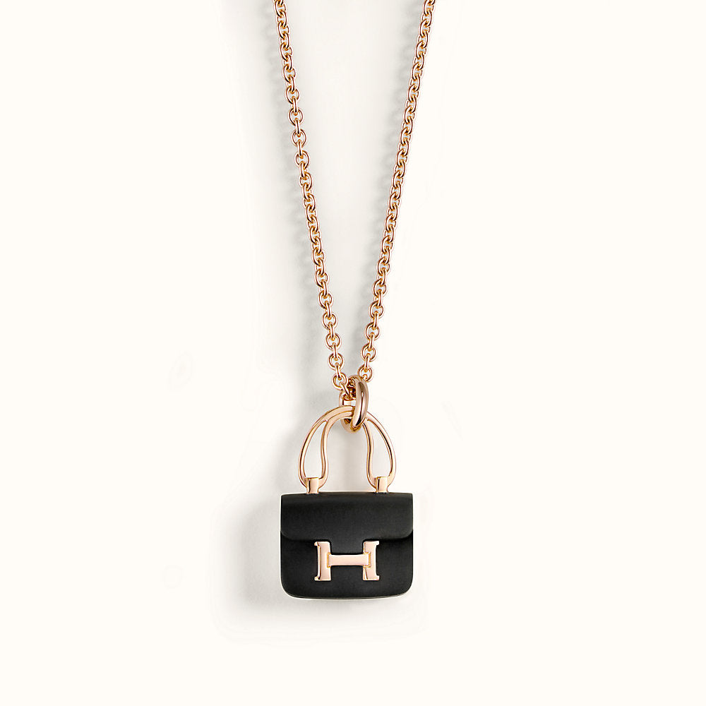 [Sophire Jewelry ]CONSTANCE BLACK PEDANT PINK GOLD NECKLACE