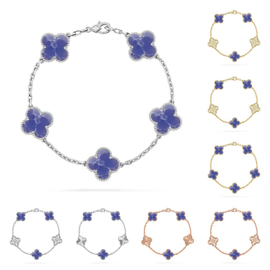 [Sophire]LUCKY CLOVER 5-MOTIF BRACELET - BLUE LARIMAR COLLECTION