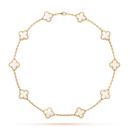[Sophire Jewelry ]CLOVER 10 MOTIFS WHITE MOTHER OF PEARL NECKLACE