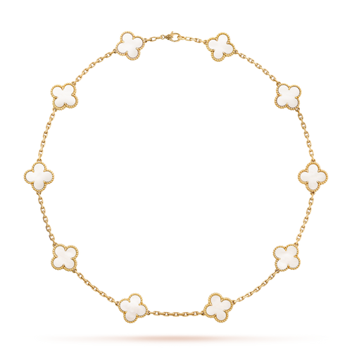 [Sophire Jewelry ]CLOVER 10 MOTIFS WHITE MOTHER OF PEARL NECKLACE