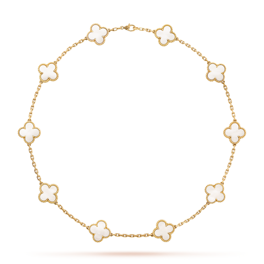 [Sophire Jewelry ]CLOVER 10 MOTIFS WHITE MOTHER OF PEARL NECKLACE