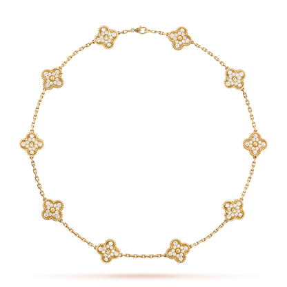 [Sophire Jewelry ]CLOVER 10 MOTIFS DIAMOND NECKLACE