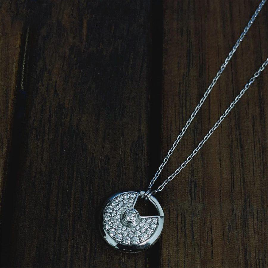 [Sophire Jewelry ]AMULETTE SILVER FULL DIAMOND NECKLACE