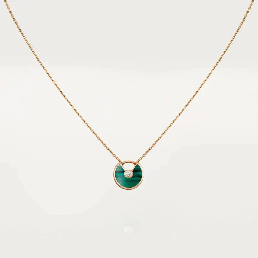 [Sophire Jewelry ]AMULETTE ROSE GOLD MALACHITE NECKLACE