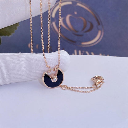 [Sophire Jewelry ]AMULETTE ROSE GOLD ONYX NECKLACE