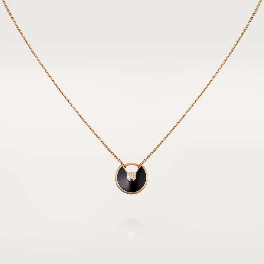 [Sophire Jewelry ]AMULETTE ROSE GOLD ONYX NECKLACE