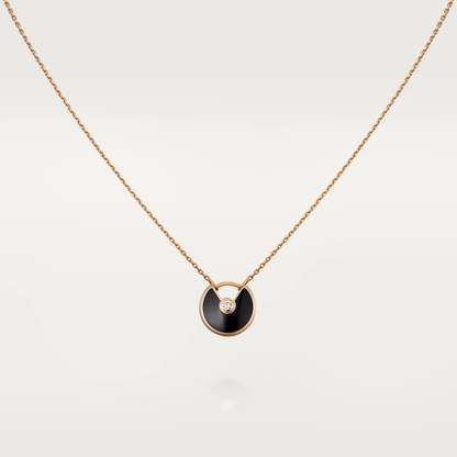[Sophire Jewelry ]AMULETTE ROSE GOLD ONYX NECKLACE