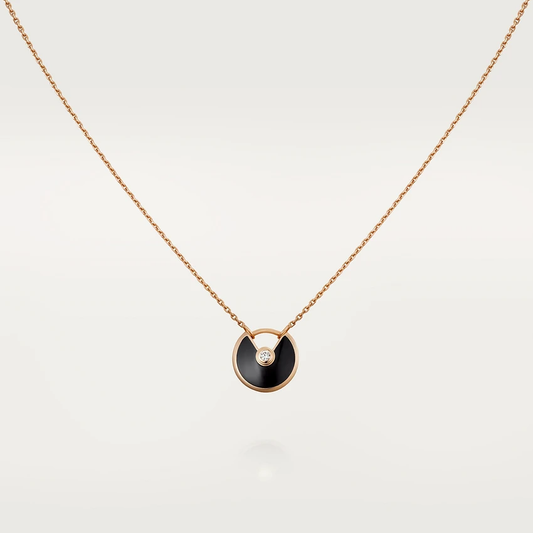 [Sophire Jewelry ]AMULETTE ROSE GOLD ONYX NECKLACE