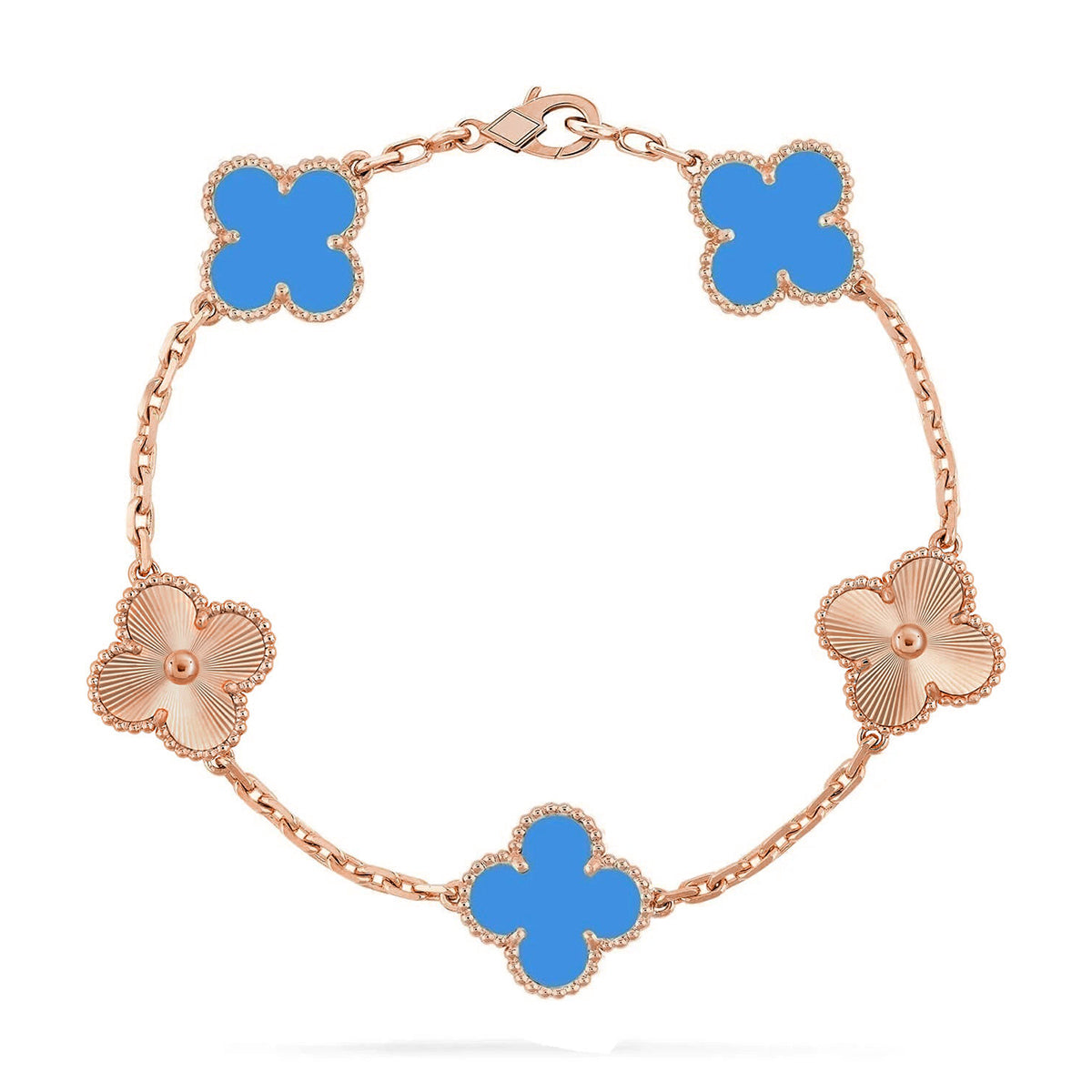 [Sophire Jewelry ] CLOVER 5 MOTIF BLUE AGATE BRACELET COLLECTION