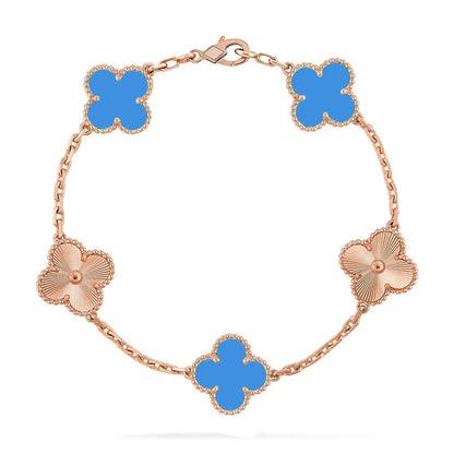 [Sophire Jewelry ] CLOVER 5 MOTIF BLUE AGATE BRACELET COLLECTION