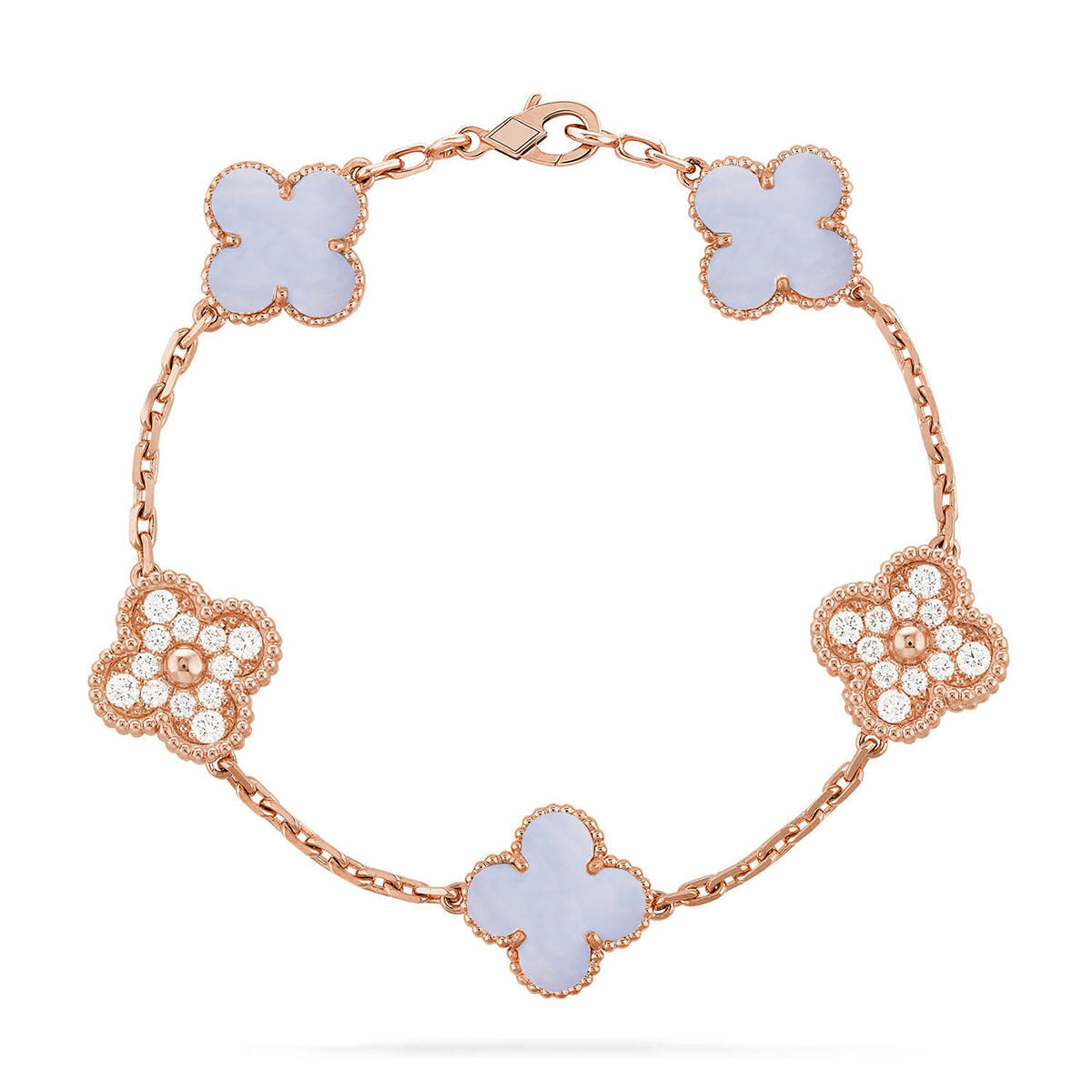 [Sophire Jewelry ] CLOVER 5 MOTIF PURPLE CHALCEDONY BRACELET COLLECTION