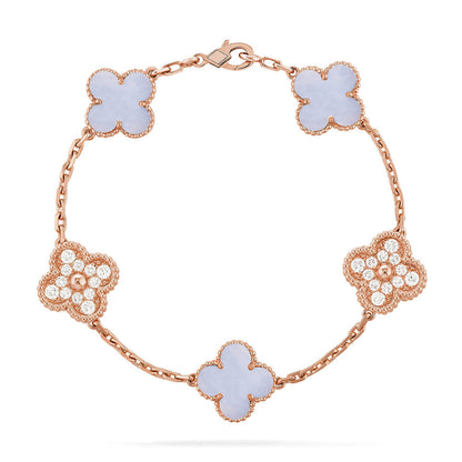 [Sophire Jewelry ] CLOVER 5 MOTIF PURPLE CHALCEDONY BRACELET COLLECTION