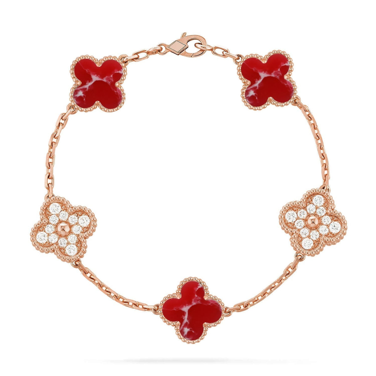 [Sophire Jewelry ]CLOVER 5 MOTIF RED PATTERN BRACELET COLLECTION
