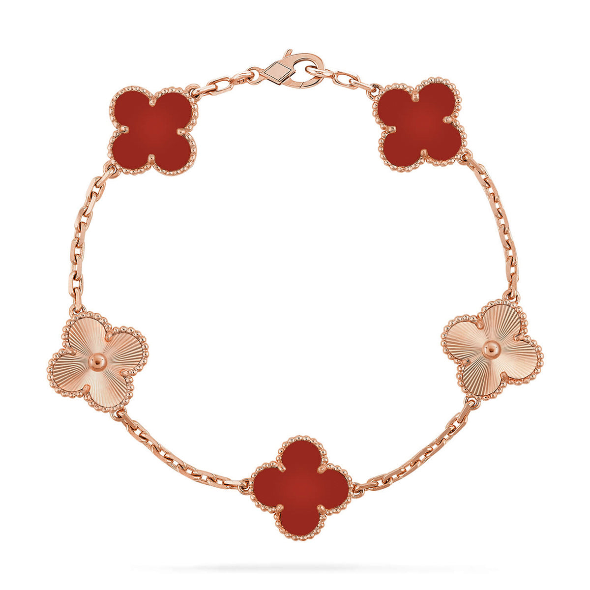 [Sophire Jewelry ] CLOVER 5 MOTIF RED CORNELIAN BRACELET COLLECTION