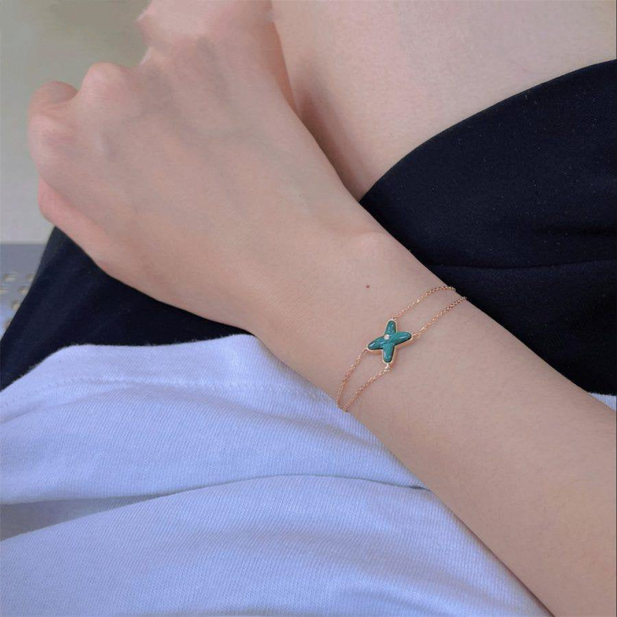 [Sophire Jewelry ]JEUX BRACELET MALACHITE PINK GOLD 1 DIAMOND