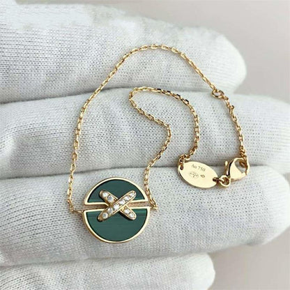 [Sophire Jewelry ]JEUX DE BRACELET MALACHITE PINK GOLD DIAMONDS