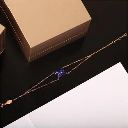 [Sophire Jewelry ]Hollow Design Four-Leaf Clover Flower Shape Bracelet