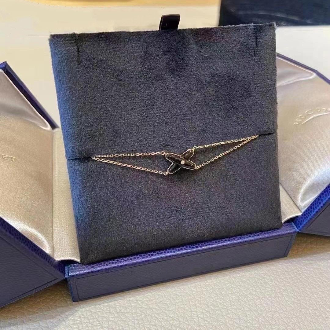 [Sophire Jewelry ]JEUX BRACELET ONYX PINK GOLD 1 DIAMOND