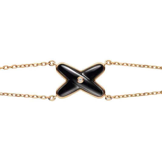 [Sophire]JEUX BRACELET ONYX ROSE GOLD 1 DIAMOND