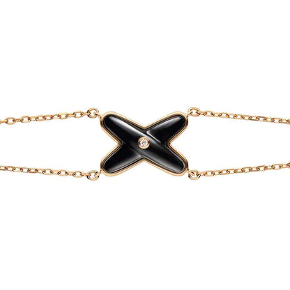 [Sophire Jewelry ]JEUX BRACELET ONYX PINK GOLD 1 DIAMOND