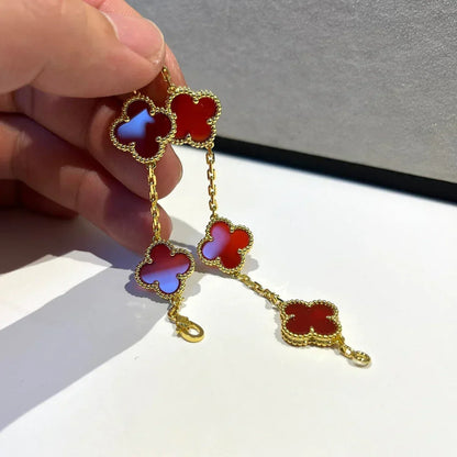 [Sophire Jewelry ] CLOVER 5 MOTIF RED CORNELIAN BRACELET COLLECTION