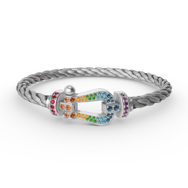 [Sophire Jewelry ]FORC LARGE HORSESHOE  COLORED DIAMOND BRACELET SILVER