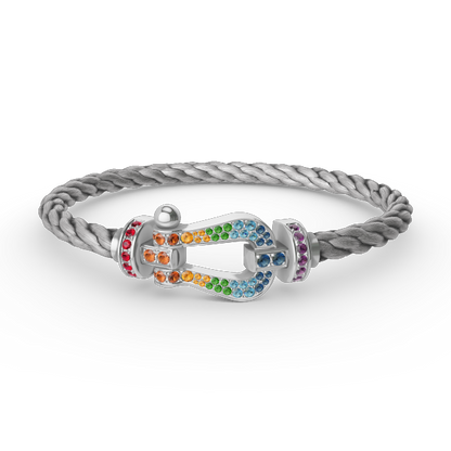 [Sophire Jewelry ]FORC LARGE HORSESHOE  COLORED DIAMOND BRACELET SILVER