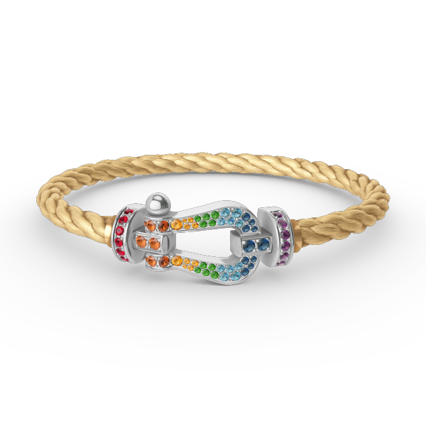 [Sophire Jewelry ]FORC LARGE HORSESHOE  COLORED DIAMOND BRACELET SILVER