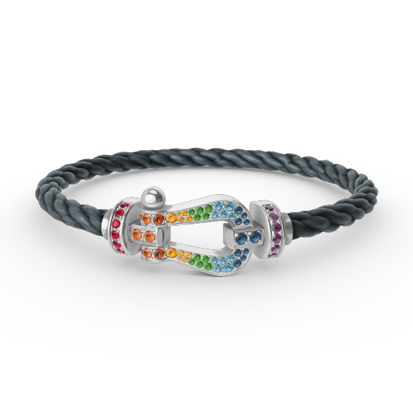 [Sophire Jewelry ]FORC LARGE HORSESHOE  COLORED DIAMOND BRACELET SILVER