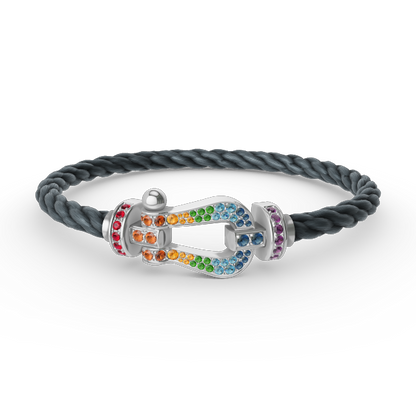 [Sophire Jewelry ]FORC LARGE HORSESHOE  COLORED DIAMOND BRACELET SILVER