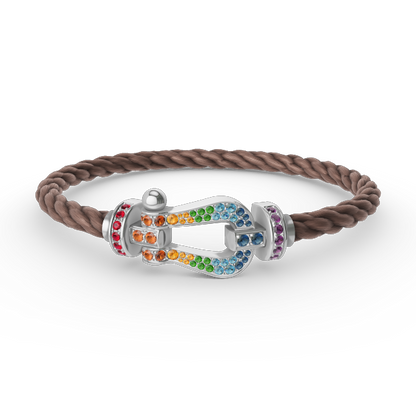 [Sophire Jewelry ]FORC LARGE HORSESHOE  COLORED DIAMOND BRACELET SILVER