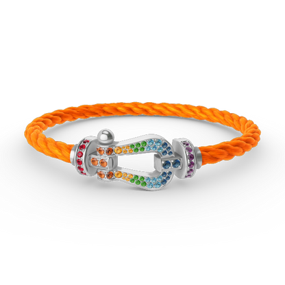 [Sophire Jewelry ]FORC LARGE HORSESHOE  COLORED DIAMOND BRACELET SILVER