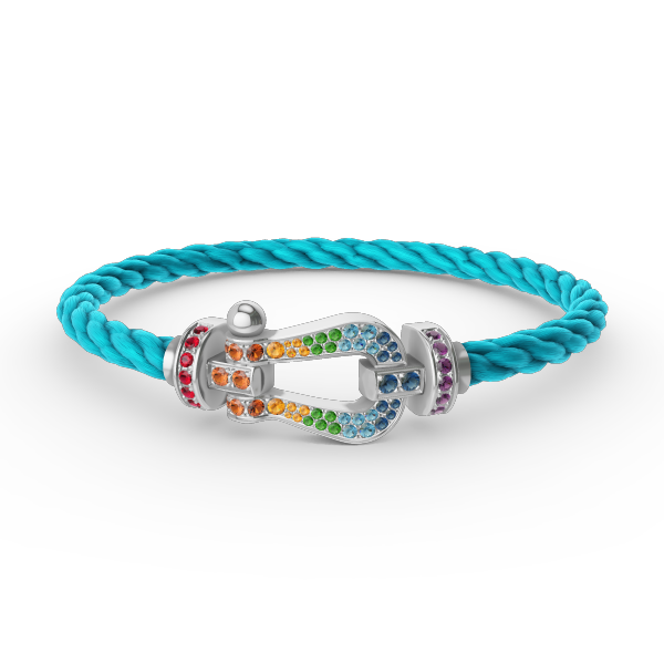 [Sophire Jewelry ]FORC LARGE HORSESHOE  COLORED DIAMOND BRACELET SILVER