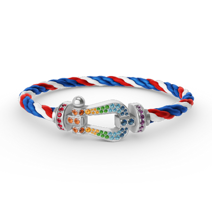 [Sophire Jewelry ]FORC LARGE HORSESHOE  COLORED DIAMOND BRACELET SILVER