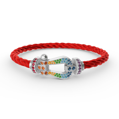 [Sophire Jewelry ]FORC LARGE HORSESHOE  COLORED DIAMOND BRACELET SILVER