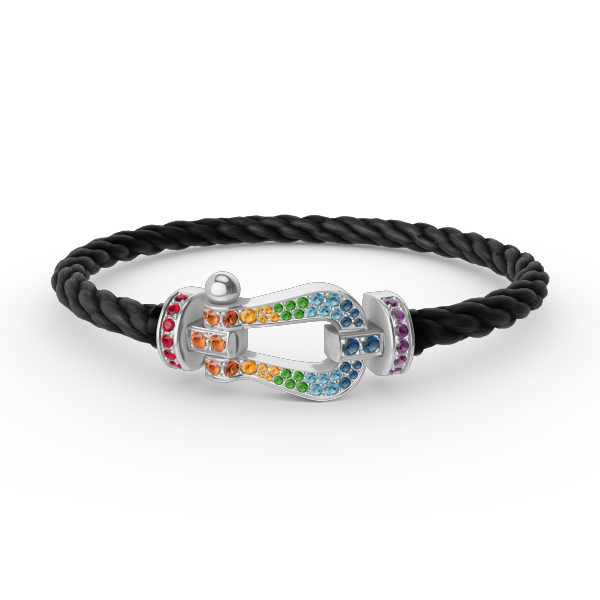 [Sophire Jewelry ]FORC LARGE HORSESHOE  COLORED DIAMOND BRACELET SILVER