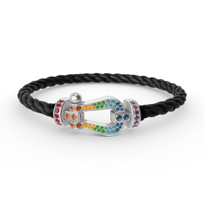 [Sophire Jewelry ]FORC LARGE HORSESHOE  COLORED DIAMOND BRACELET SILVER