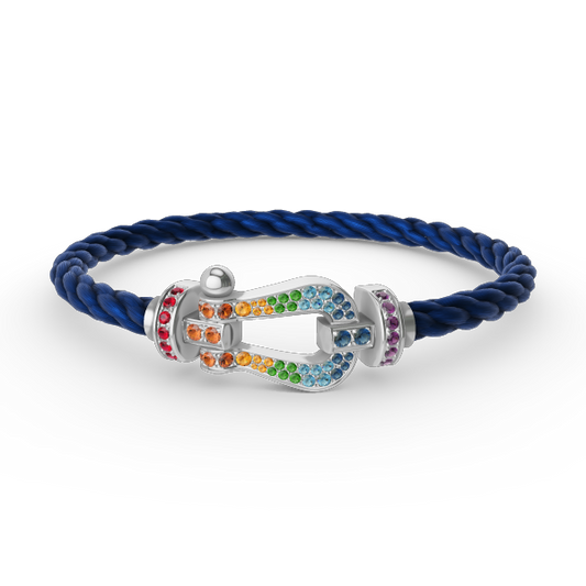[Sophire]FORCE LARGE HORSESHOE COLORED DIAMOND BRACELET - WHITE GOLD