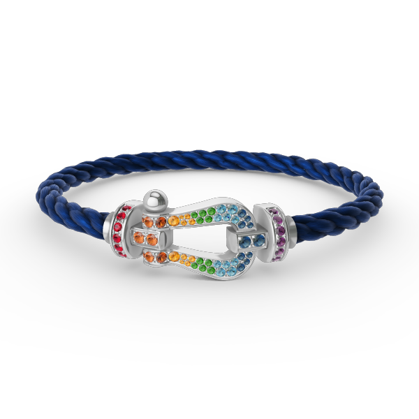 [Sophire Jewelry ]FORC LARGE HORSESHOE  COLORED DIAMOND BRACELET SILVER