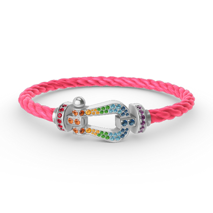[Sophire Jewelry ]FORC LARGE HORSESHOE  COLORED DIAMOND BRACELET SILVER