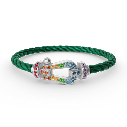 [Sophire Jewelry ]FORC LARGE HORSESHOE  COLORED DIAMOND BRACELET SILVER