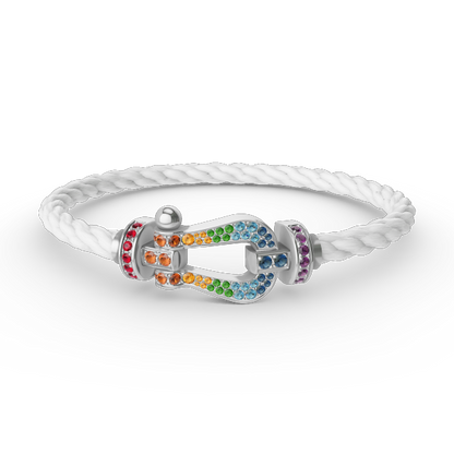 [Sophire Jewelry ]FORC LARGE HORSESHOE  COLORED DIAMOND BRACELET SILVER