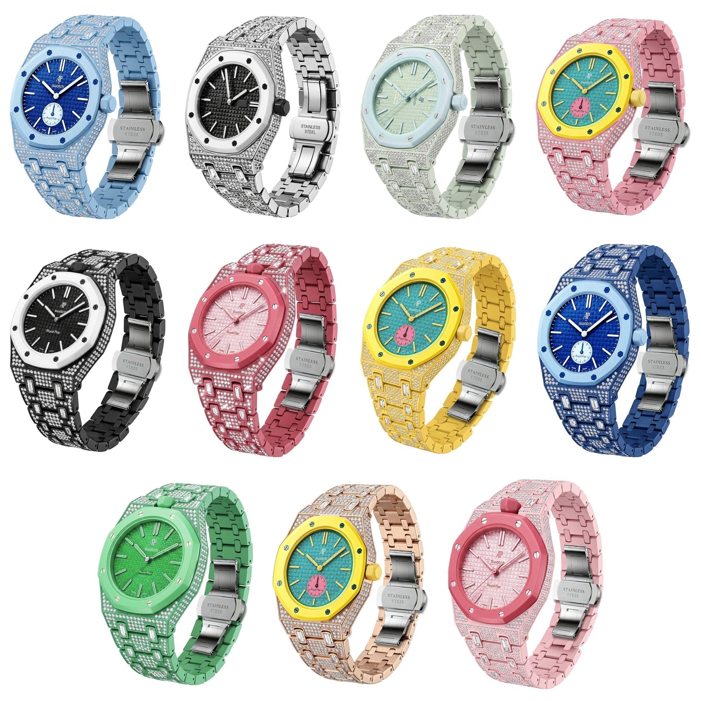 [Sophire]Royal Oak Pop Exclusive Bioceramic Case & Bioceramic Strap Full Diamond