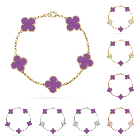 [Sophire]LUCKY CLOVER 5-MOTIF BRACELET - VIOLET COLLECTION