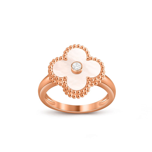 [Sophire]LUCKY CLOVER DIAMOND-ACCENT ROSE GOLD RING COLLECTION