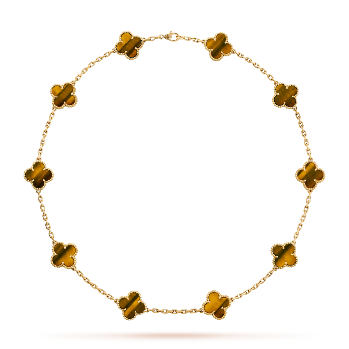 [Sophire Jewelry ]CLOVER 10 MOTIFS TIGER EYE NECKLACE