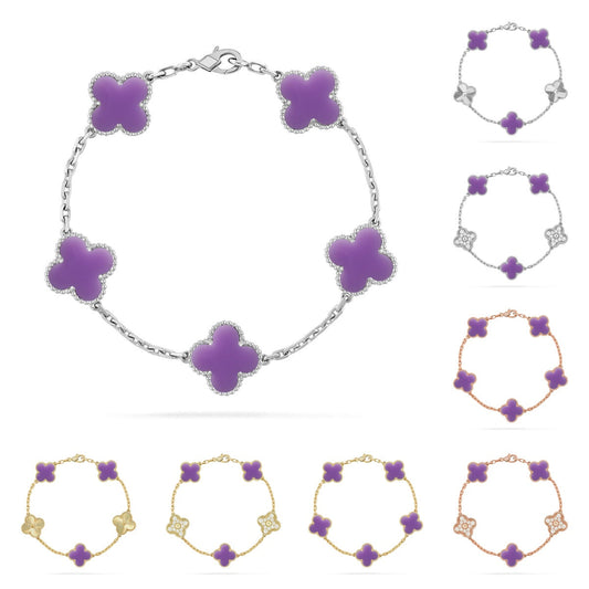 [Sophire]LUCKY CLOVER 5-MOTIF BRACELET - LAVENDER COLLECTION